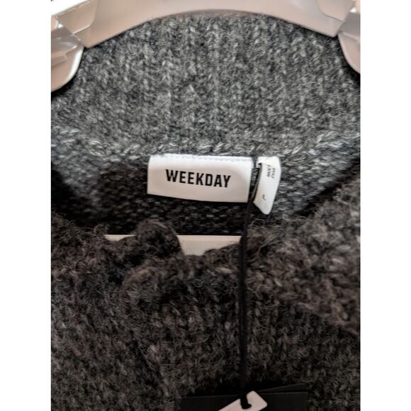 Weekday Bobby Relaxed Knitted Polo Sweater Dark Gray Men’s Size Large L - Picture 3 of 8